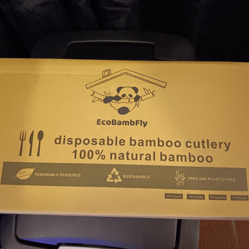 280 Pack Wooden Bamboo Cutlery Disposable Silverware Biodegradable NEW!LQQK!!!